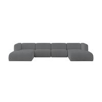WOHNLANDSCHAFT MIRA-U2 408x179x70 Dunkelgrau Cord - Dunkelgrau/Graphitfarben, Holzwerkstoff/Kunststoff (408/70/179cm) - ALTDECOR