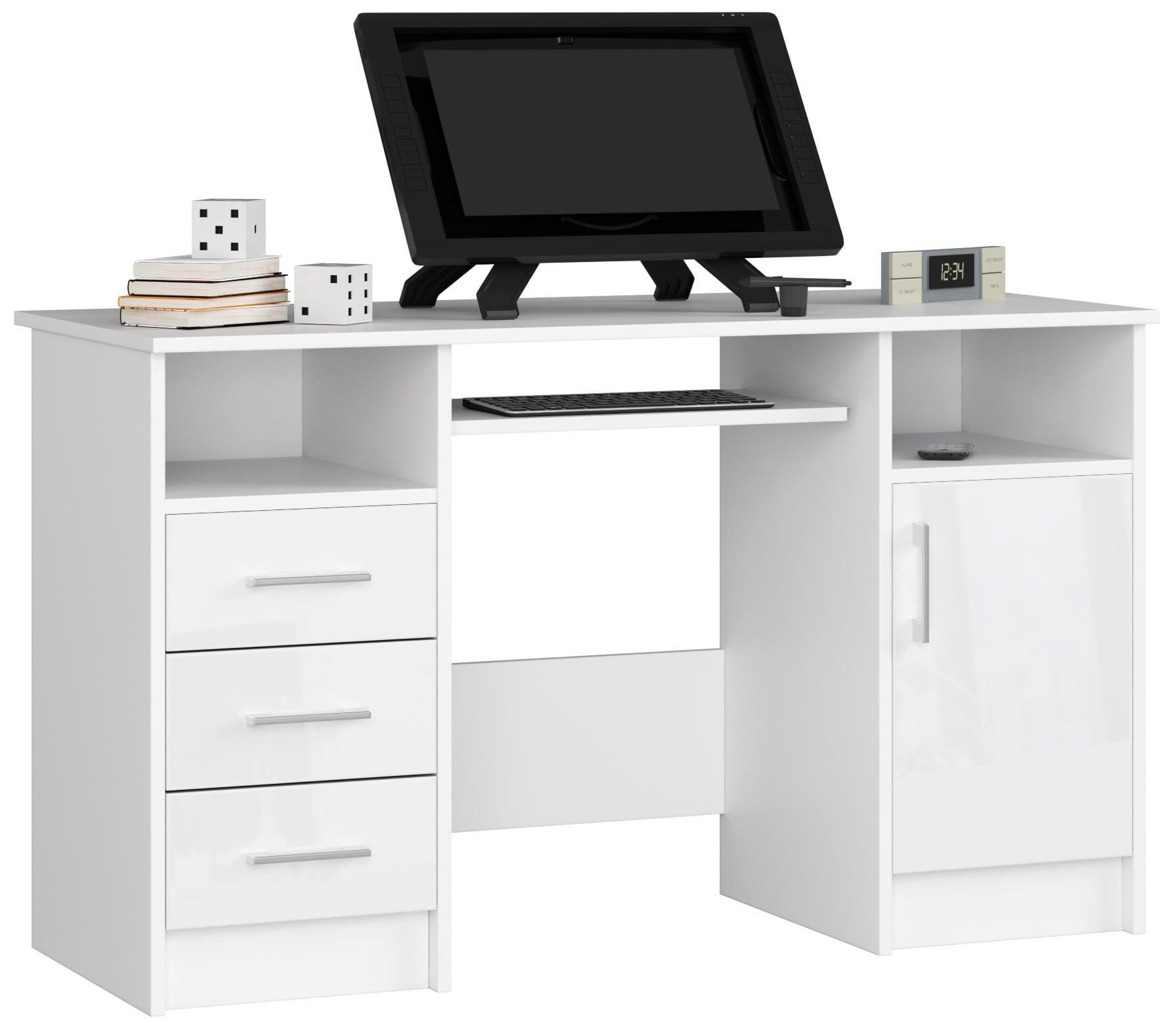 SCHREIBTISCH Weiß, Weiß Glanz 74/124/52 - Weiß, Holzwerkstoff (120/50/74cm) - RAUMHIRSCH FURNITURE