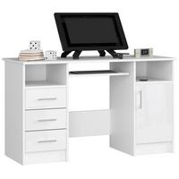SCHREIBTISCH Weiß, Weiß Glanz 74/124/52 - Weiß, Holzwerkstoff (120/50/74cm) - RAUMHIRSCH FURNITURE
