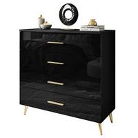 KOMMODE AURA GRIFFE mit Schubladen Beinfarbe – Gold - Schwarz, Holzwerkstoff (95/86/40cm) - Lookway