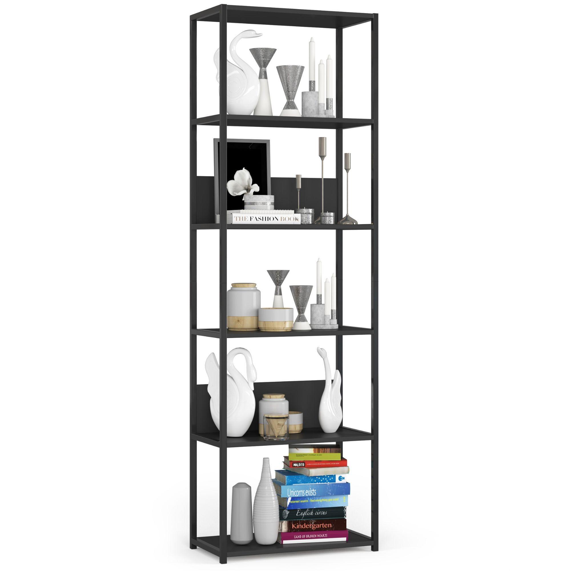 STANDREGAL Schwarz, Schwarz 192/60/32 - Schwarz, Holzwerkstoff (60/192/32cm) - RAUMHIRSCH FURNITURE