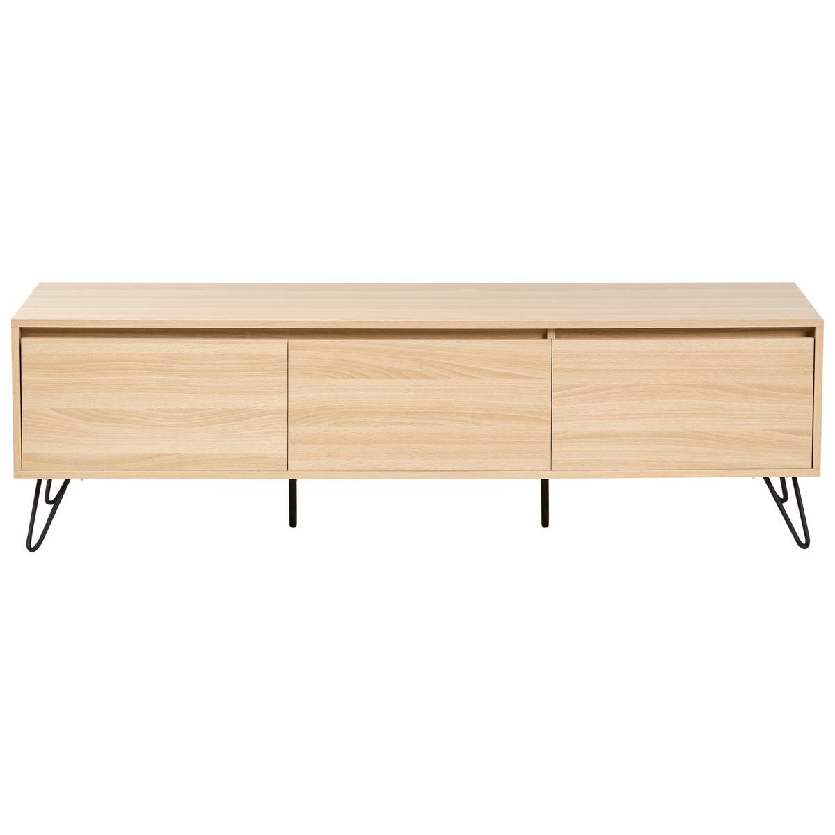 TV-MÖBEL Hellbraun Cardigan - Hellbraun/Schwarz, Holzwerkstoff (150/45/40cm) - Beliani