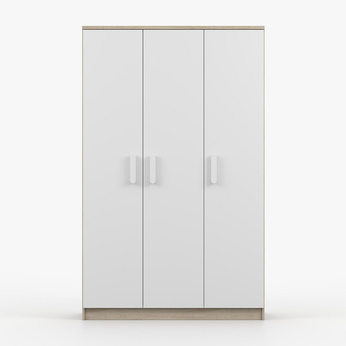 KLEIDERSCHRANK Jonas III 2D 19, 120/192/50, 3-türig, Sonoma-Eiche - Weiß/Sonoma Eiche, Holzwerkstoff (120/194/50cm) - imoebel24