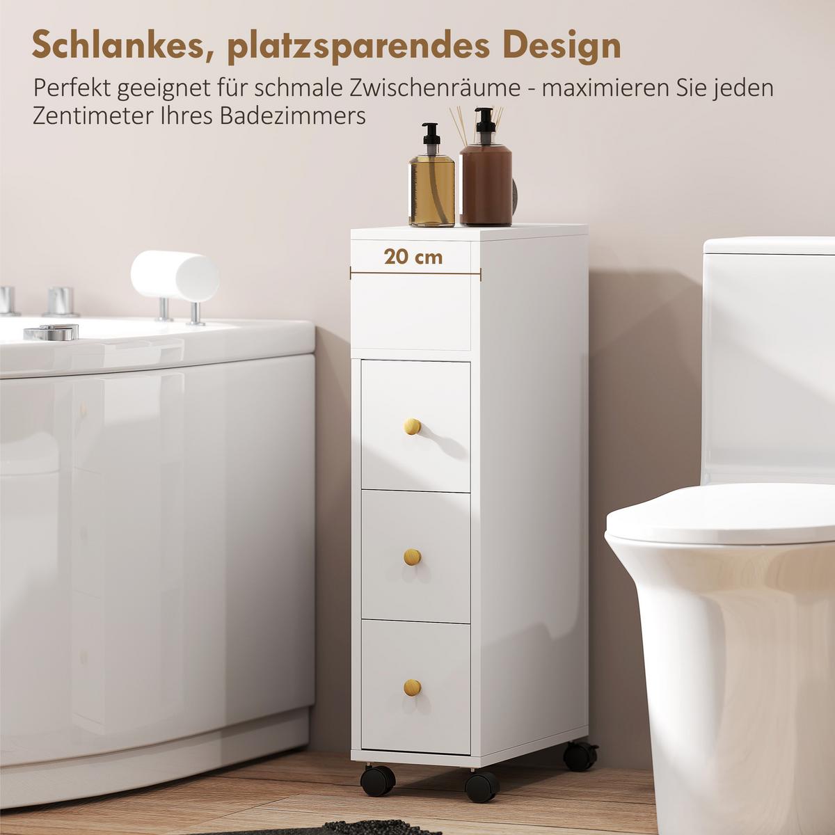 BADEZIMMERSCHRANK Spanplatte Weiß - Weiß, Holzwerkstoff (20/80/40cm) - HOMCOM
