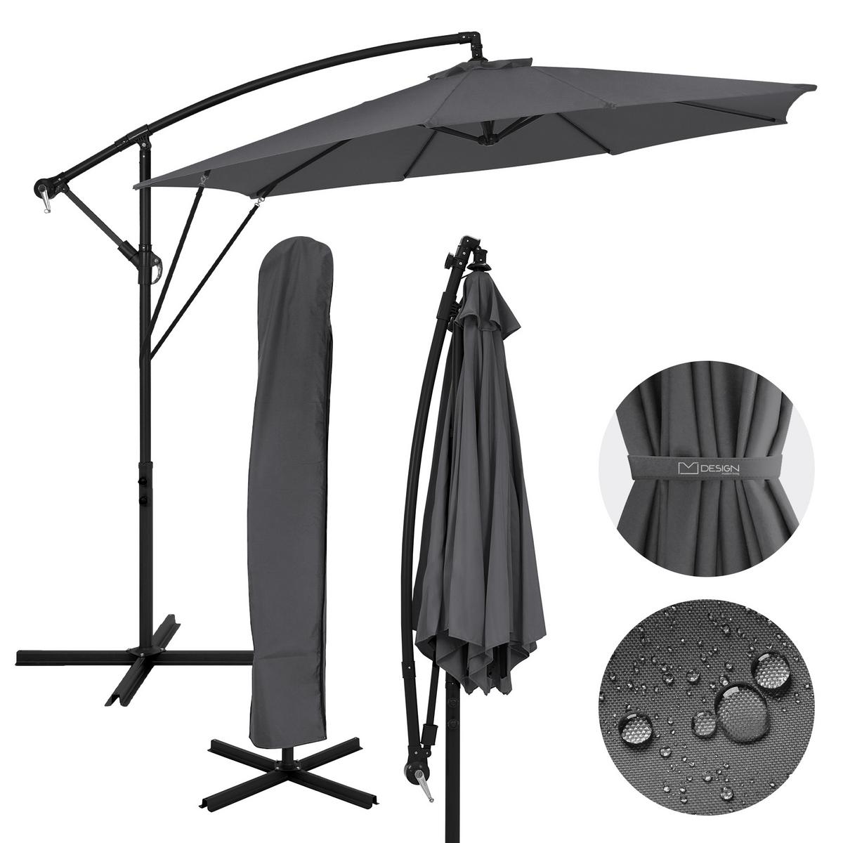 AMPELSCHIRM Ø 300 cm in Anthrazit aus Aluminium - Anthrazit, Metall (300/300cm) - ML-DESIGN