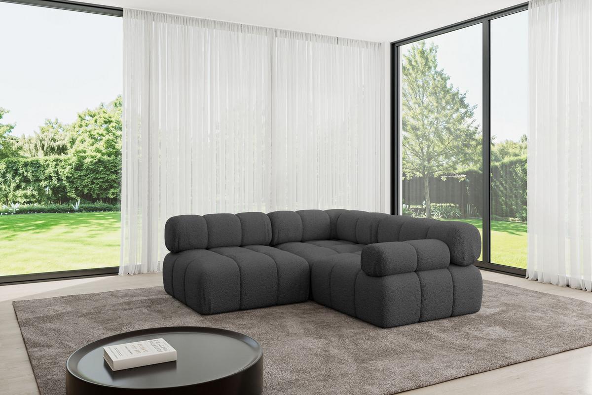 ECKSOFA modulares Sofa Mende-L1 - 190x190x70 cm Grau Bouclé - Grau, Holzwerkstoff/Textil (190/190cm) - ALTDECOR