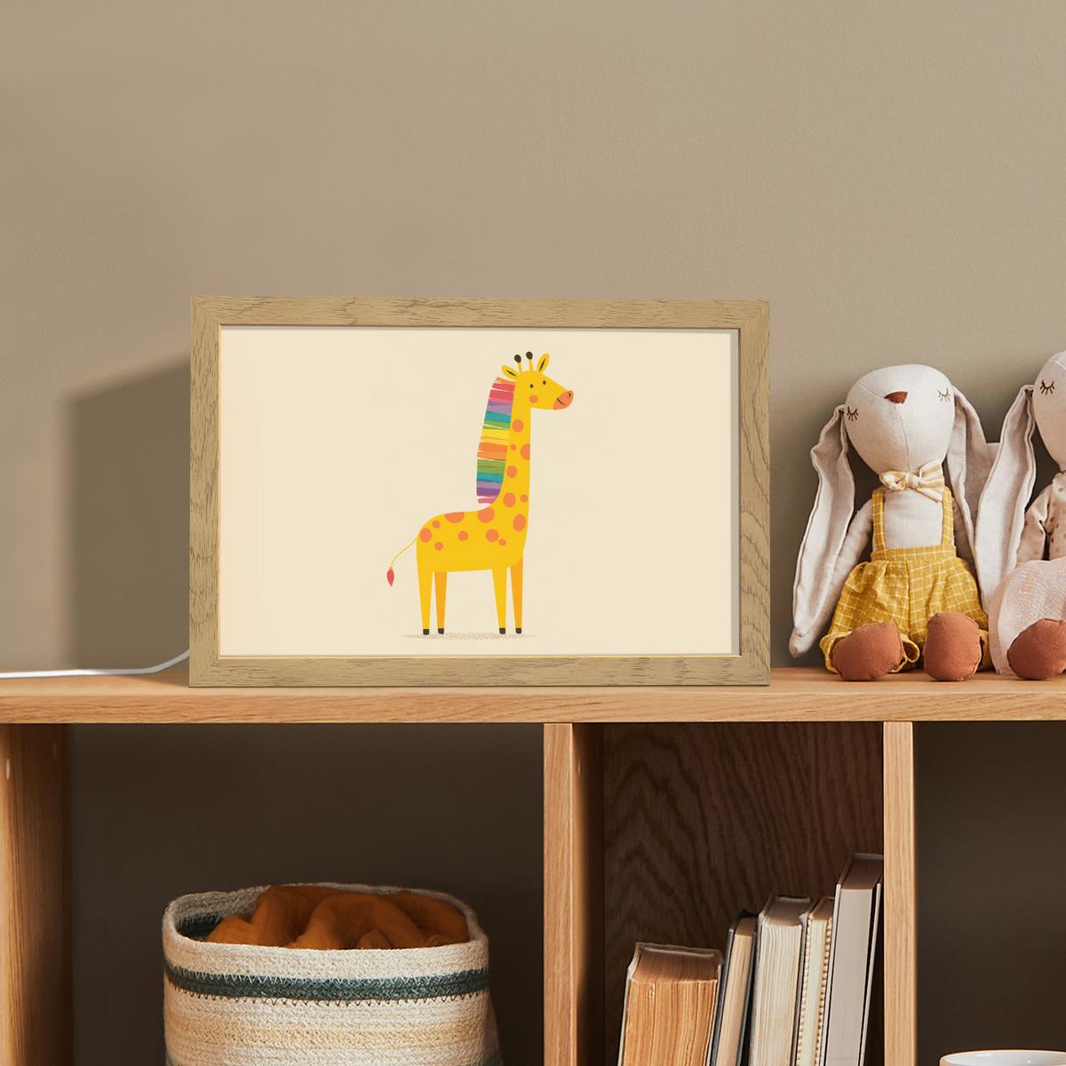 NACHTTISCHLAMPE Giraffe - Regenbogenmähne - Beige 30x20 cm - Beige, Holzwerkstoff (8/30/20cm) - OnlyWow