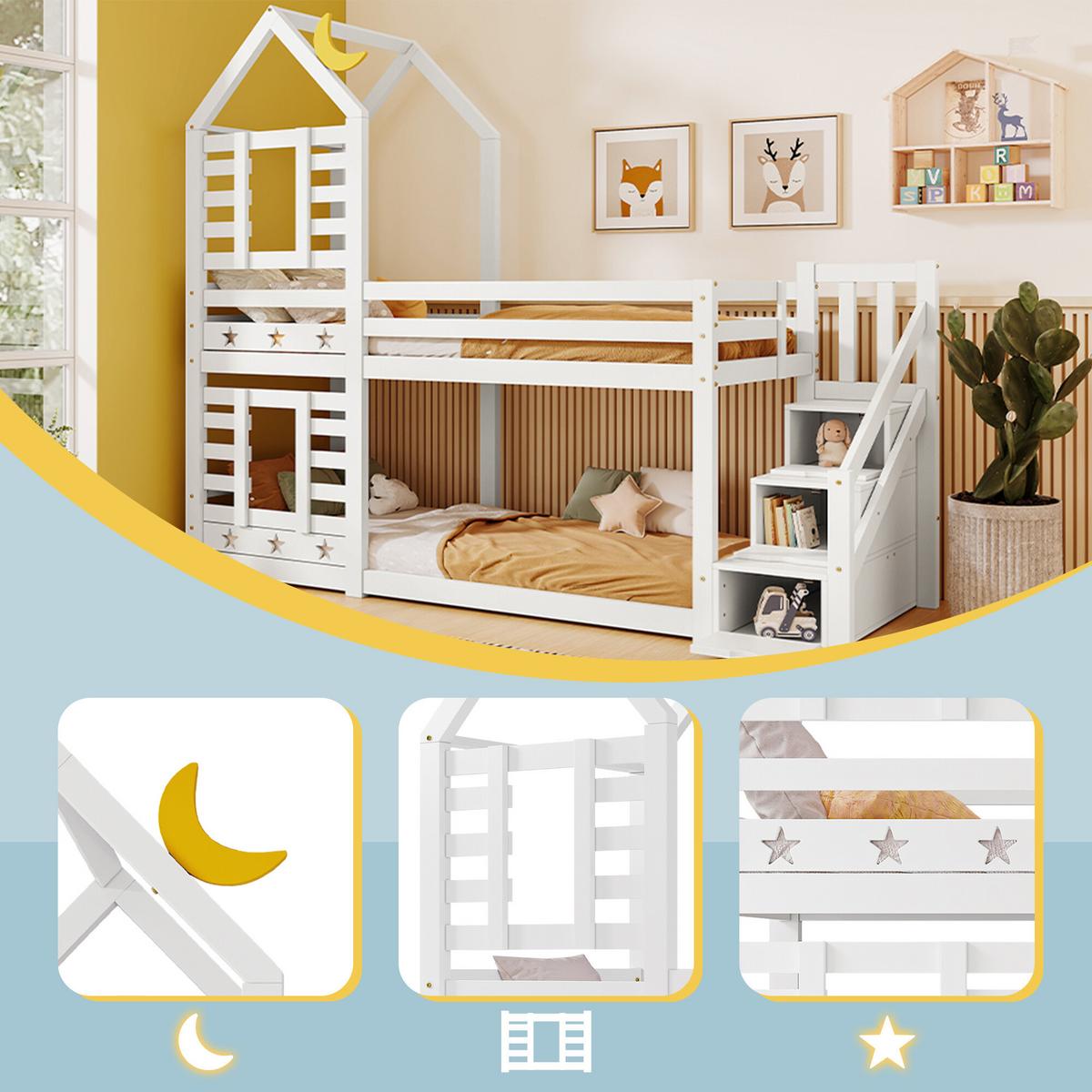 KINDERBETT Weiß 245/97/217 cm - Weiß, Holzwerkstoff (97/217/245cm) - Urban Meuble