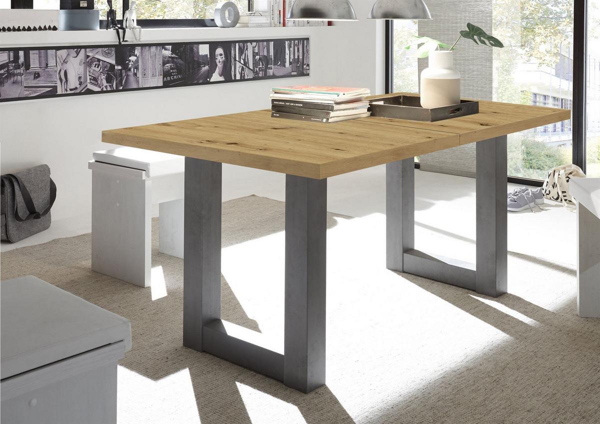ESSTISCH ausziehbar Eila 3 140 x 90 x 75 Esszimmertisch Graphit/Asteiche - Eiche Artisan, Holz (140/90/75cm) - 58aufmkessel
