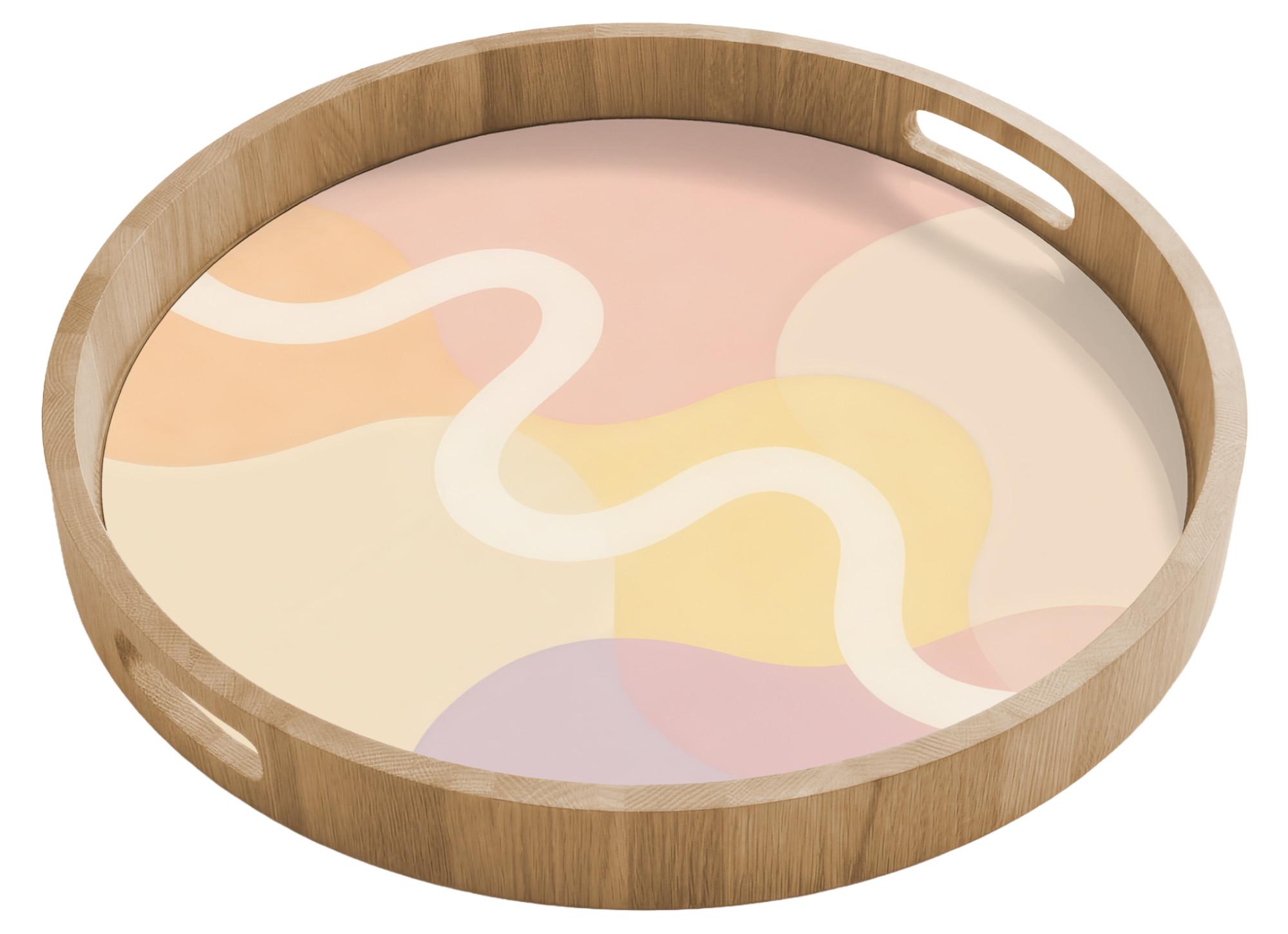 TABLETT Gewellte Formen - Abstrakt - Pastell 50x50 cm - Beige, Holz (50/5/5cm) - OnlyWow
