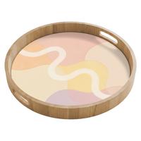 TABLETT Gewellte Formen - Abstrakt - Pastell 50x50 cm - Beige, Holz (50/5/5cm) - OnlyWow