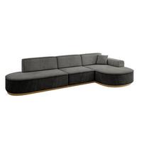 ECKSOFA Ottomane Rechts MARI-L2-v2 - 328x171x83 cm Dunkelgrau Velours - Dunkelgrau, Holzwerkstoff/Textil (171/328cm) - ALTDECOR