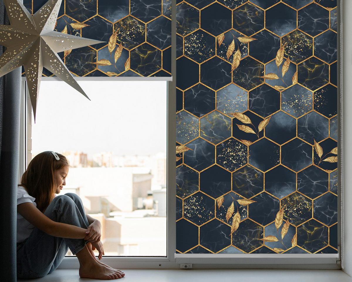 INNENROLLO - Fensterrollo - Rollo - 90x140 cm - Honigwaben - Dunkelblau, Kunststoff (90/140/0.5cm) - TULUP