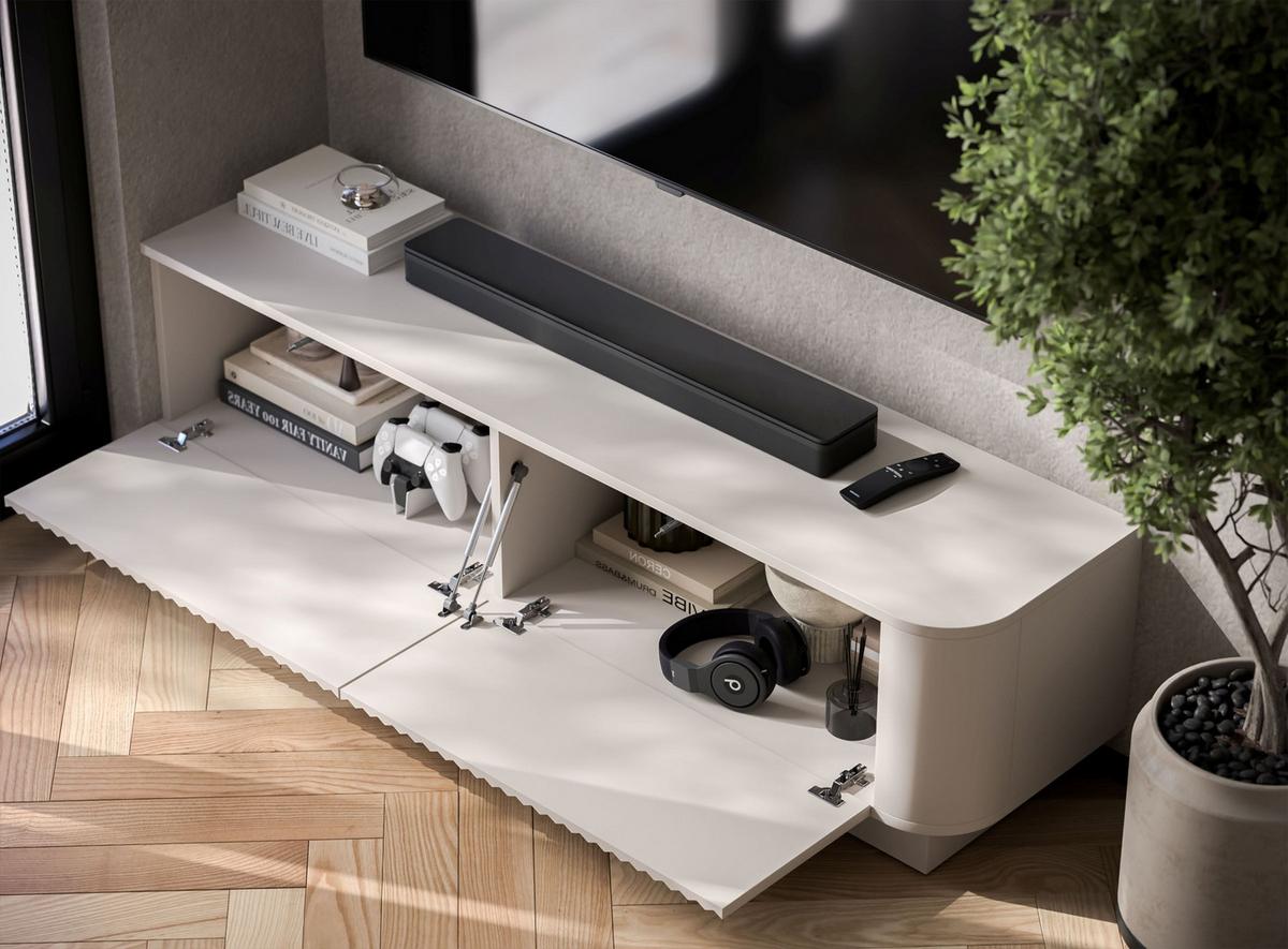 TV-LOWBOARD Aurora Kaschmir matt 140 cm mit Sockel - Kaschmir, Holzwerkstoff (140/37/35cm) - Meble Lindner