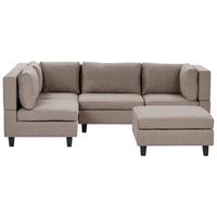 ECKSOFA Modul 4-Sitzer rechtsseitig Braun Stoff mit Ottomane Unstad - Schwarz/Braun, Textil (228/152cm) - Beliani