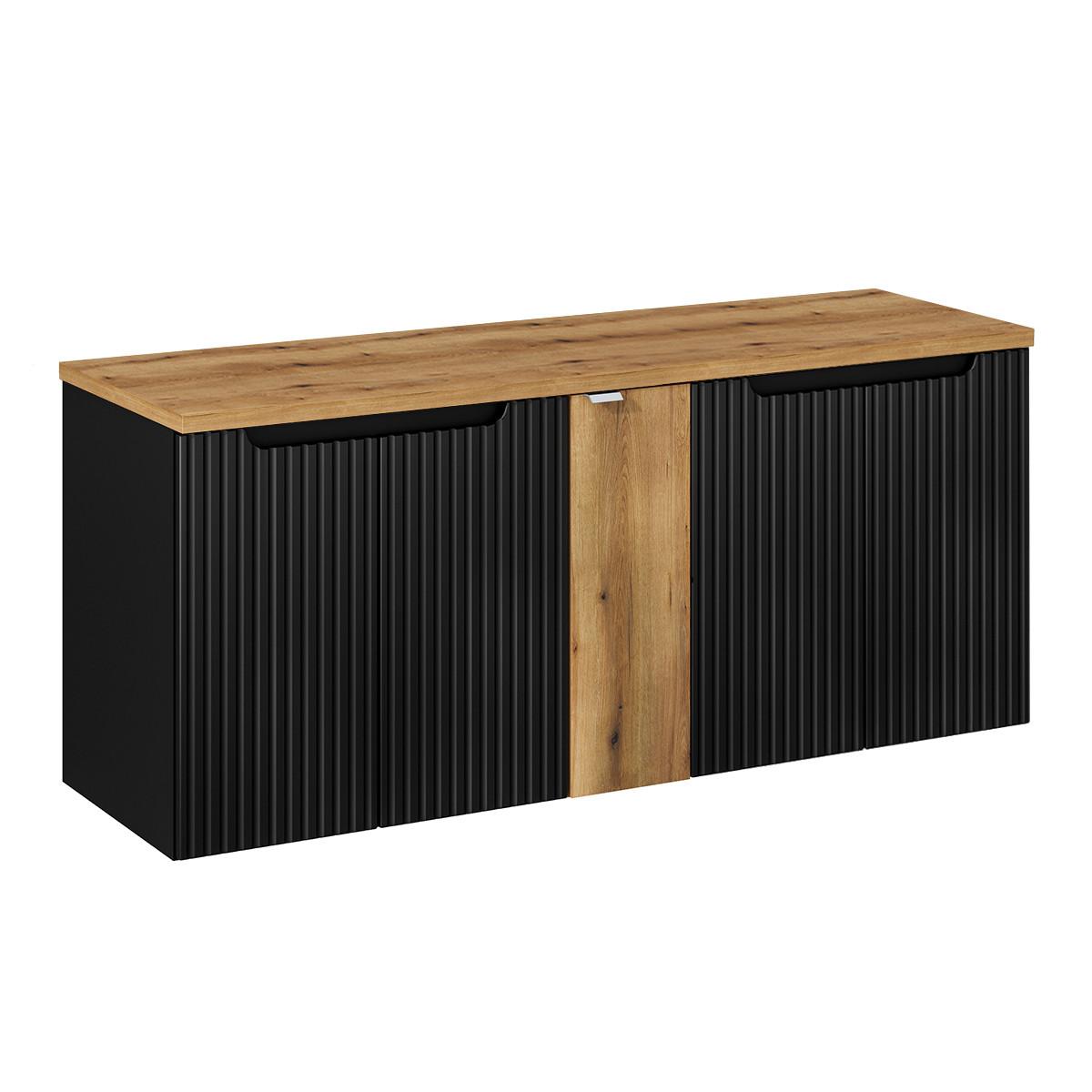 WASCHTISCHUNTERSCHRANK 140cm Riva Schwarz und Holz - Schwarz, Holzwerkstoff (140/57/40cm) - Petits-meubles