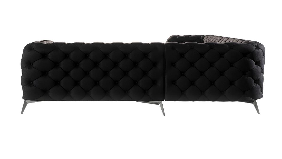 ECKSOFA Chesterfield Laura Schwarz Samt - Silberfarben/Schwarz, Holz/Textil (323/264cm) - S-Style Möbel