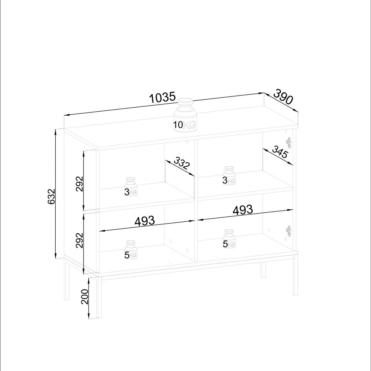 KOMMODE SENTIERO 104/83/39 cm mit LED 2 Türen Kaschmir - Kaschmir, Holzwerkstoff (104/83/39cm) - MASSENO