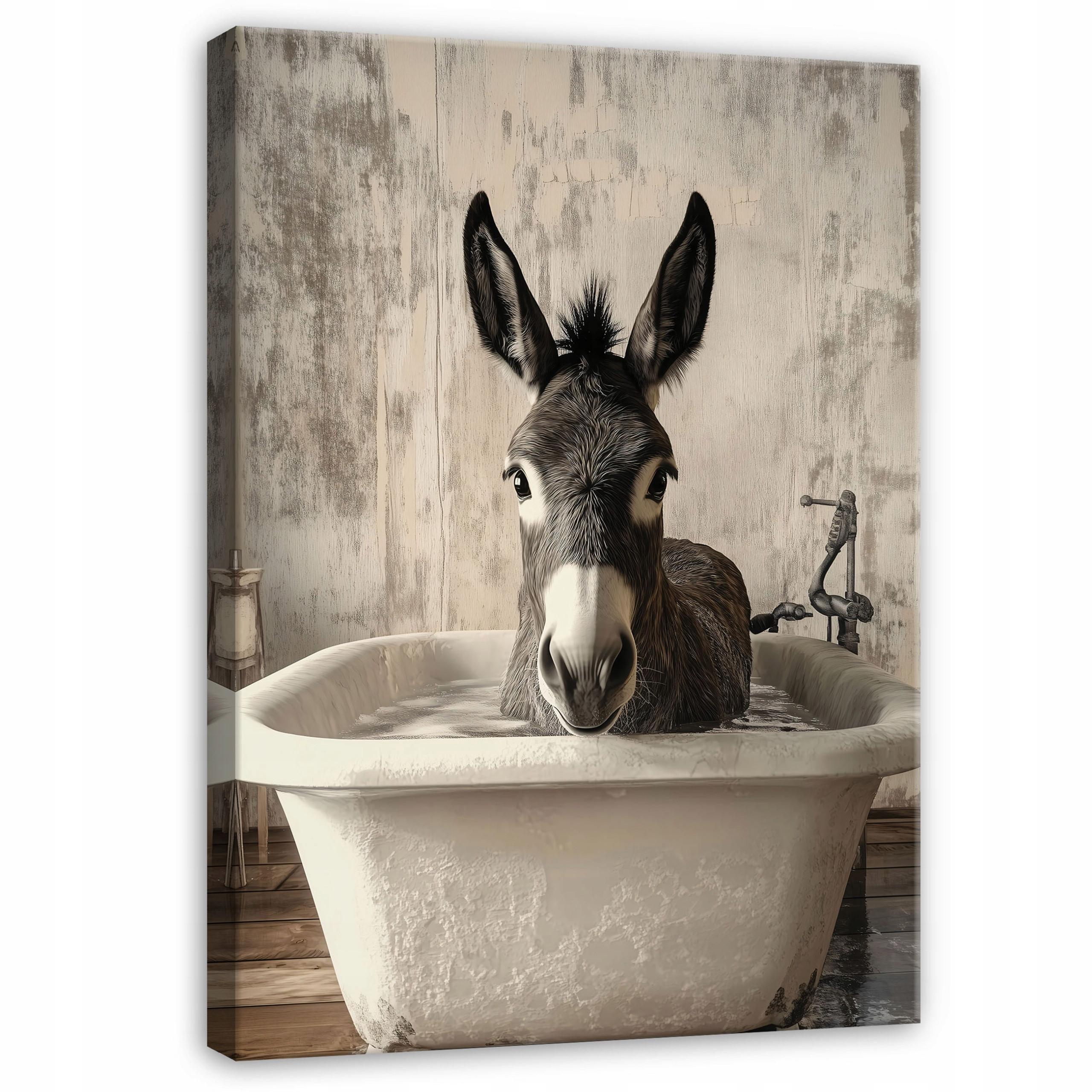 BILDER Abstrakt Esel Badewanne Modern Badezimmer 120x80 - Beige, Holzwerkstoff (80/120cm) - Wallarena