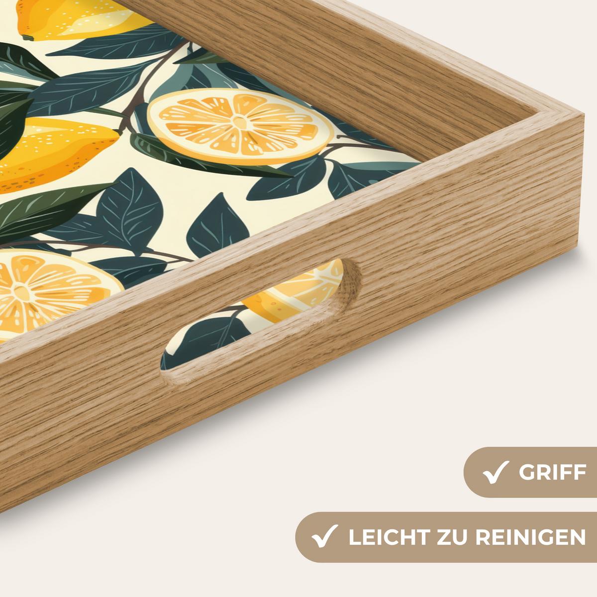 TABLETT Zitronen - Früchte - Blätter - Gelb - Grün - Beige 40x30 cm - Gelb, Holz (40/5/5cm) - OnlyWow