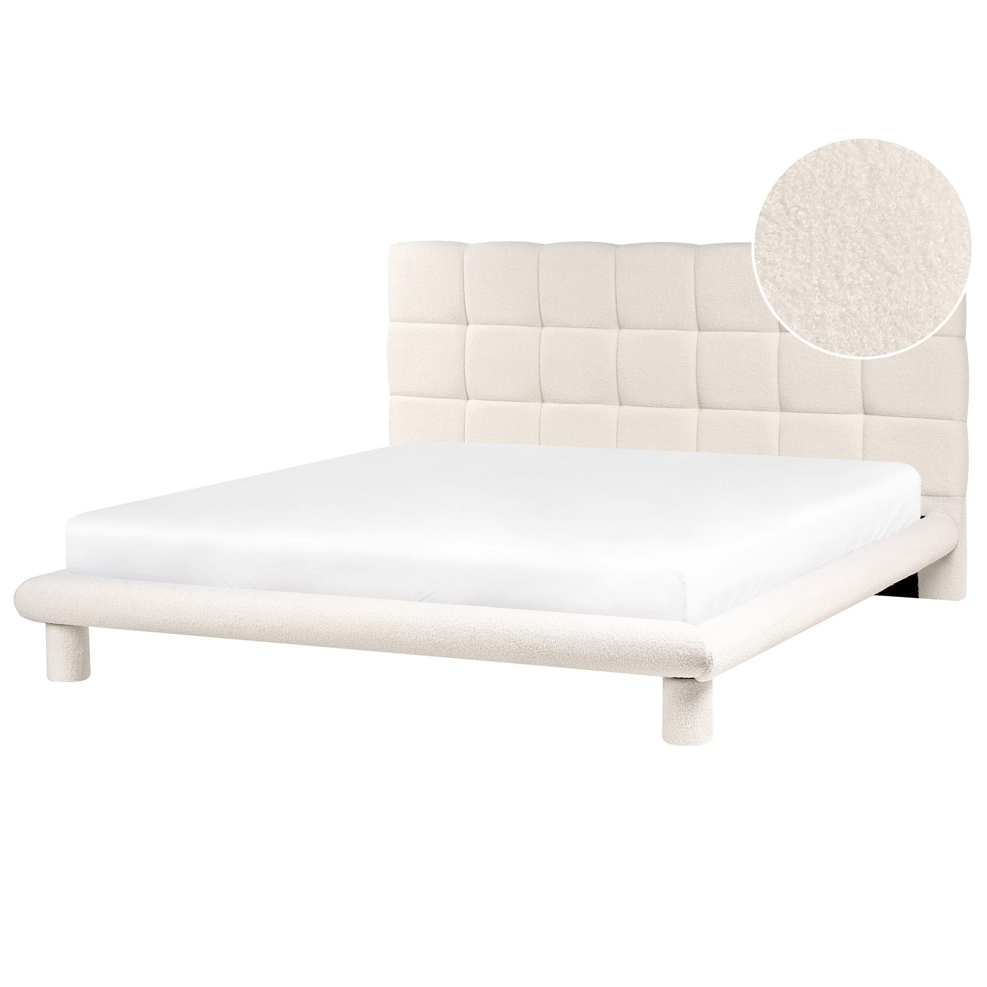 BETT mit Lattenrost 180/200 cm Cremeweiß Cressat - Weiß, Textil (180/200cm) - Beliani