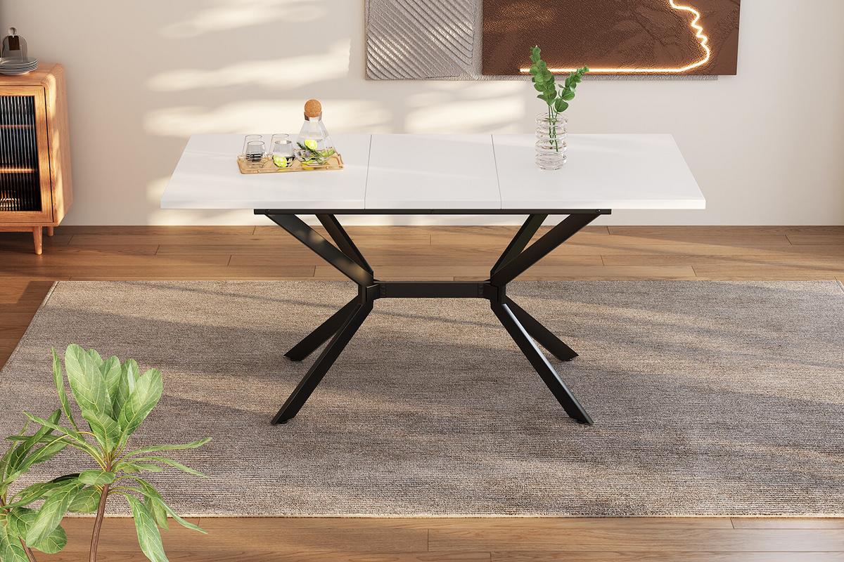 ESSTISCH Weiß 120-160/80/75 cm - Braun, Holzwerkstoff/Metall (160/80/75cm) - Urban Meuble