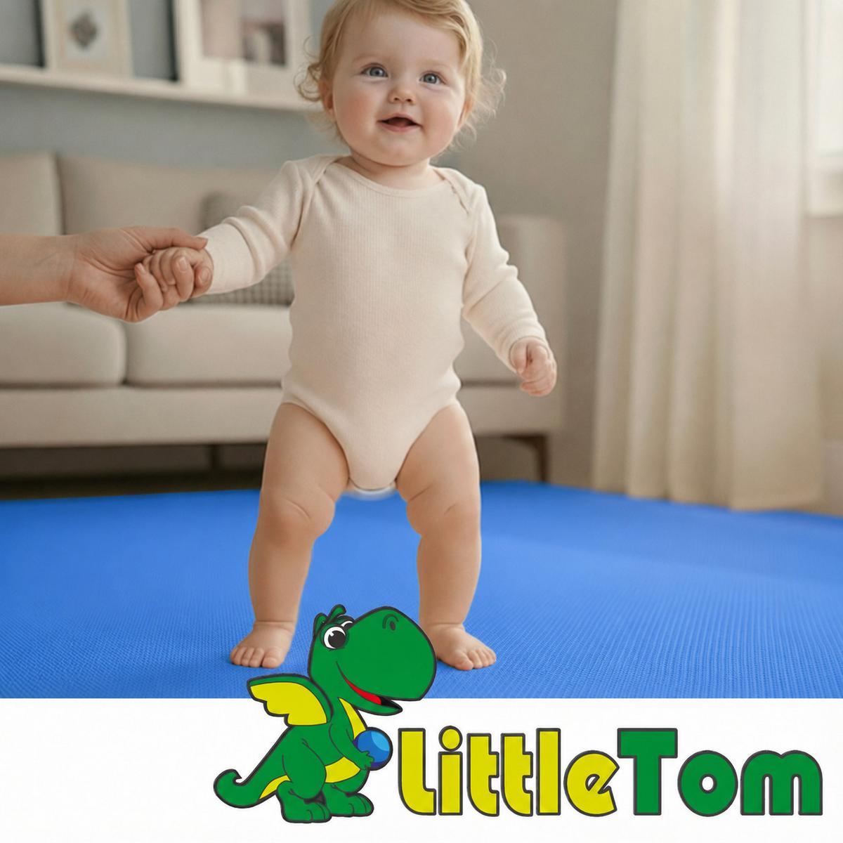 SPIELMATTE ab Null - 90 cm Baby Puzzlematte Blau - Blau, Kunststoff (30/30cm) - Littletom