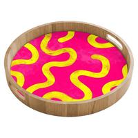 TABLETT Linie - Gelb - Abstrakt 40x40 cm - Pink, Holz (40/5/5cm) - OnlyWow