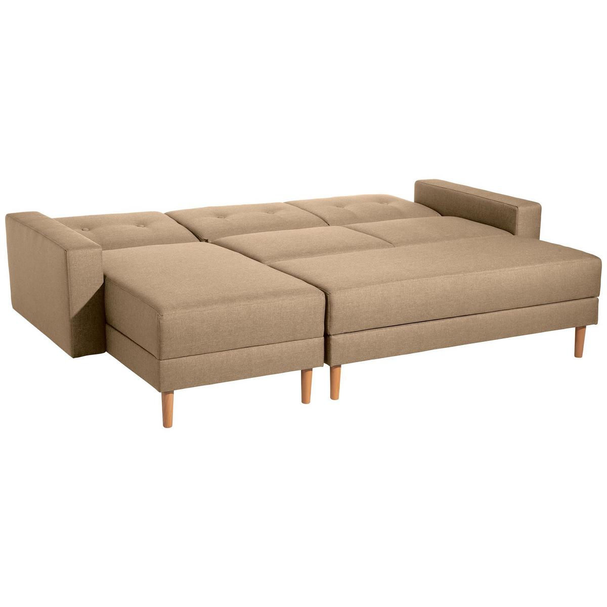 FUNKTIONSSOFA mit Hocker Kattie Flachgewebe sand - Sandfarben, Kunststoff (144/230cm) - 58aufmkessel
