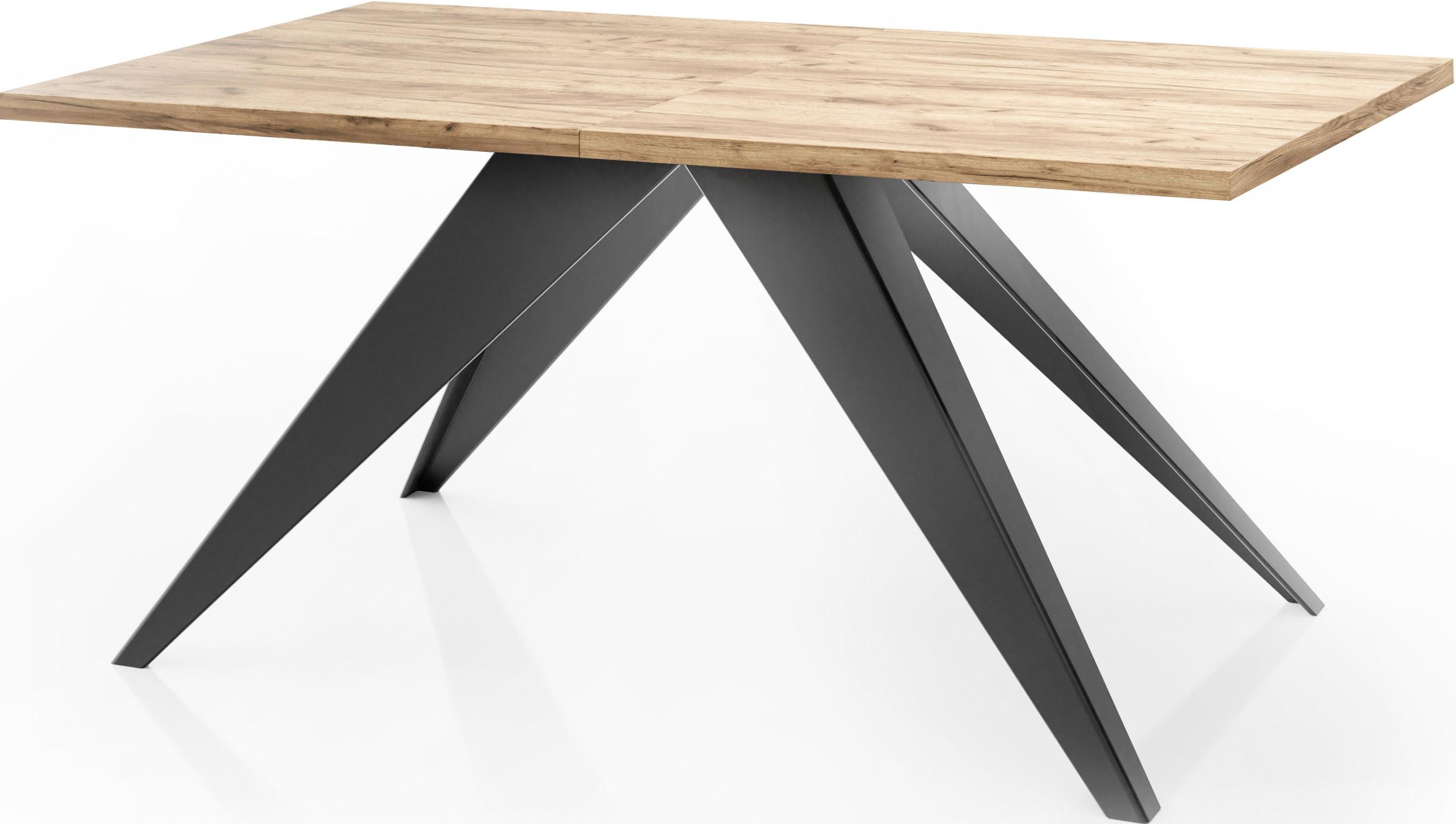 ESSTISCH Vance rechteckig ausziehbar, Craft Eiche 140-240/80/76 cm - Eiche Wotan/Schwarz, Holzwerkstoff/Metall (80/240/76cm) - WFL GROUP