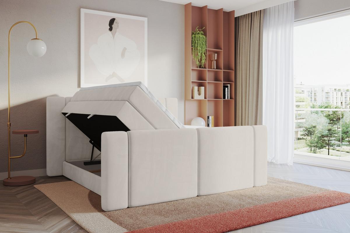 BOXSPRINGBETT mit Matratze H3/H4 - EVON KING Zanozek - 180x200 cm Beige - Beige, Holzwerkstoff (180/200cm) - ALTDECOR