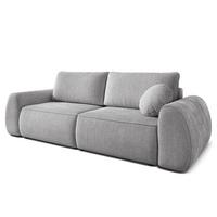 BETTSOFA ZEFEO Hellgrau Kordstoff mit Schlaffunktion - Hellgrau, Textil (264/96/106cm) - MASSENO