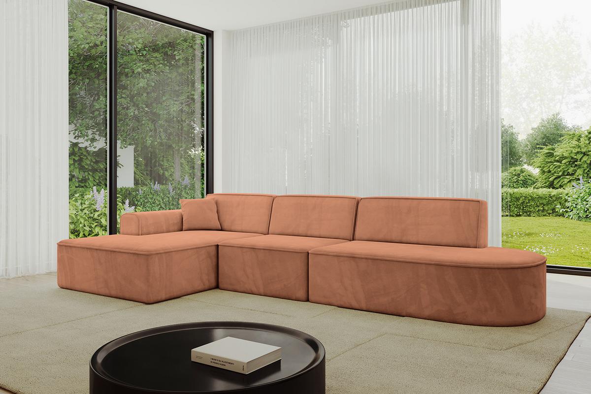 ECKSOFA Ottomane Links IREA-L2-v3 - 328x171x79 cm Koralle - Koralle, Holzwerkstoff/Textil (328/171cm) - ALTDECOR