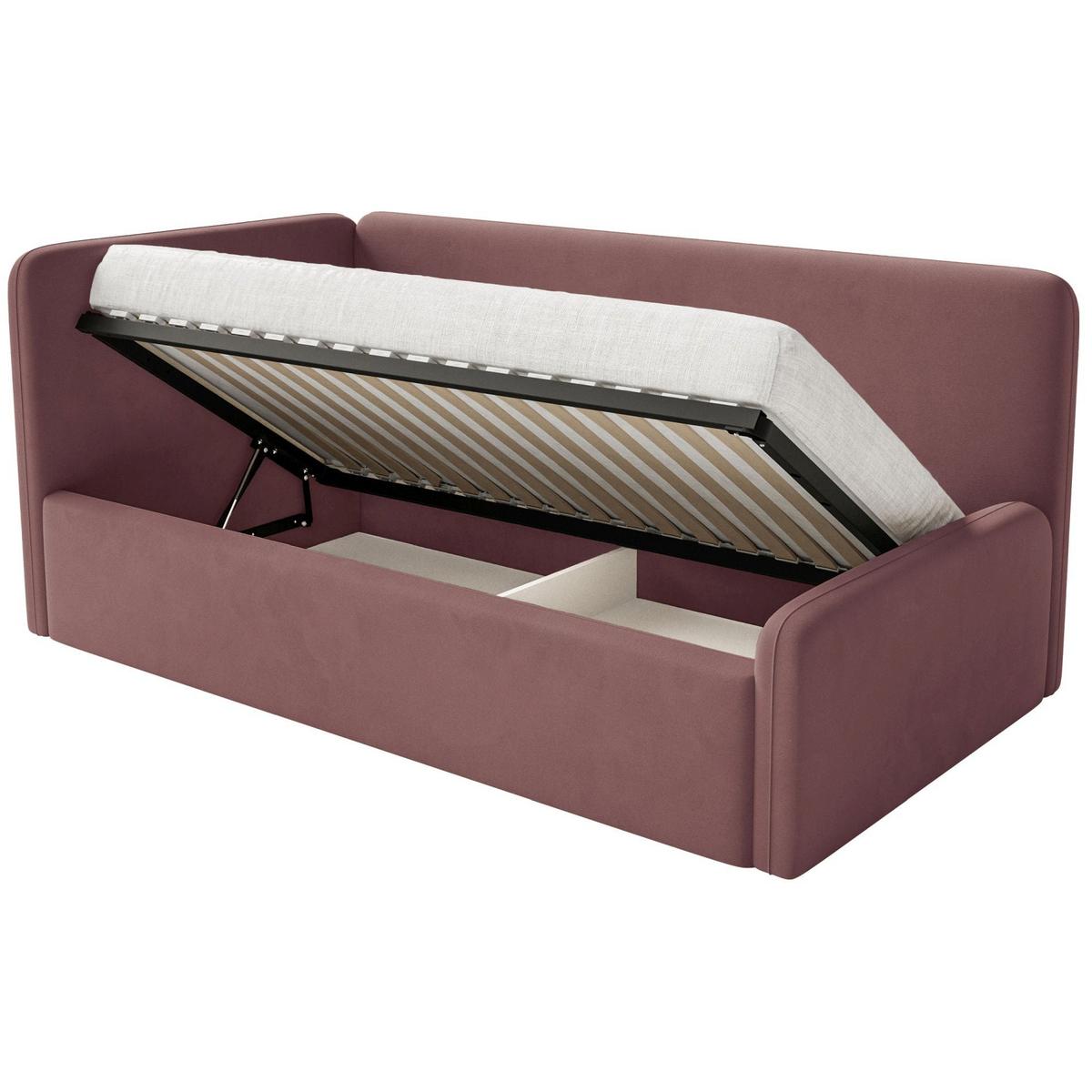 JUGENDBETT Fanko Samt Rosa 90x200 cm - Pink/Schwarz, Kunststoff/Textil (90/200cm) - Selsey