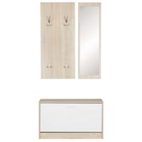 WANDGARDEROBE mit Spiegel, 10 Haken und Platz für 8 Paar Schuhe DELFT, Beige 80x27x180 cm - Beige, Holz (80/180/27cm) - KADIMA DESIGN