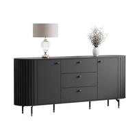 KOMMODE ELODIE 190 2T3S Schwarz - Schwarz, Holzwerkstoff (190/81/40cm) - Lookway