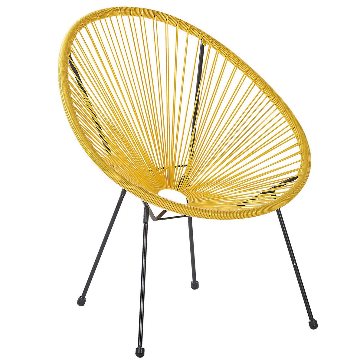 RATTANSTUHL 2er-SET gelb Kunststoff 70 cm Acapulco II - Gelb/Schwarz, Kunststoff (70/87/90cm) - Beliani