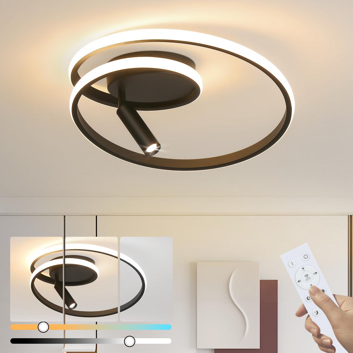 LED-DECKENLEUCHTE Drexel 40/40/12.5 cm - Schwarz, Metall (40/40/12.5cm) - ZMH
