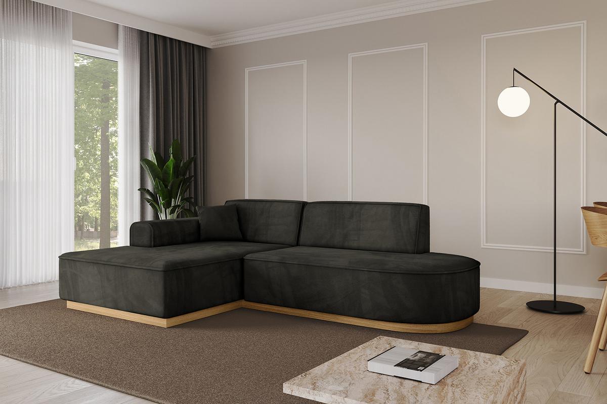 ECKSOFA Ottomane Links IREA-L1-v2 - 232x165x80 cm Schwarz - Schwarz, Holzwerkstoff/Textil (232/165cm) - ALTDECOR