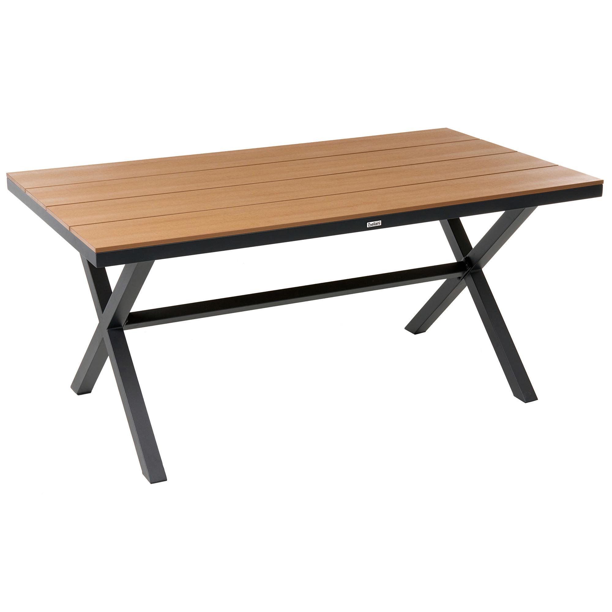 GARTENTISCH 160/90 cm Metall Schwarz Tiano - Braun, Kunststoff (160/90/73cm) - Beliani