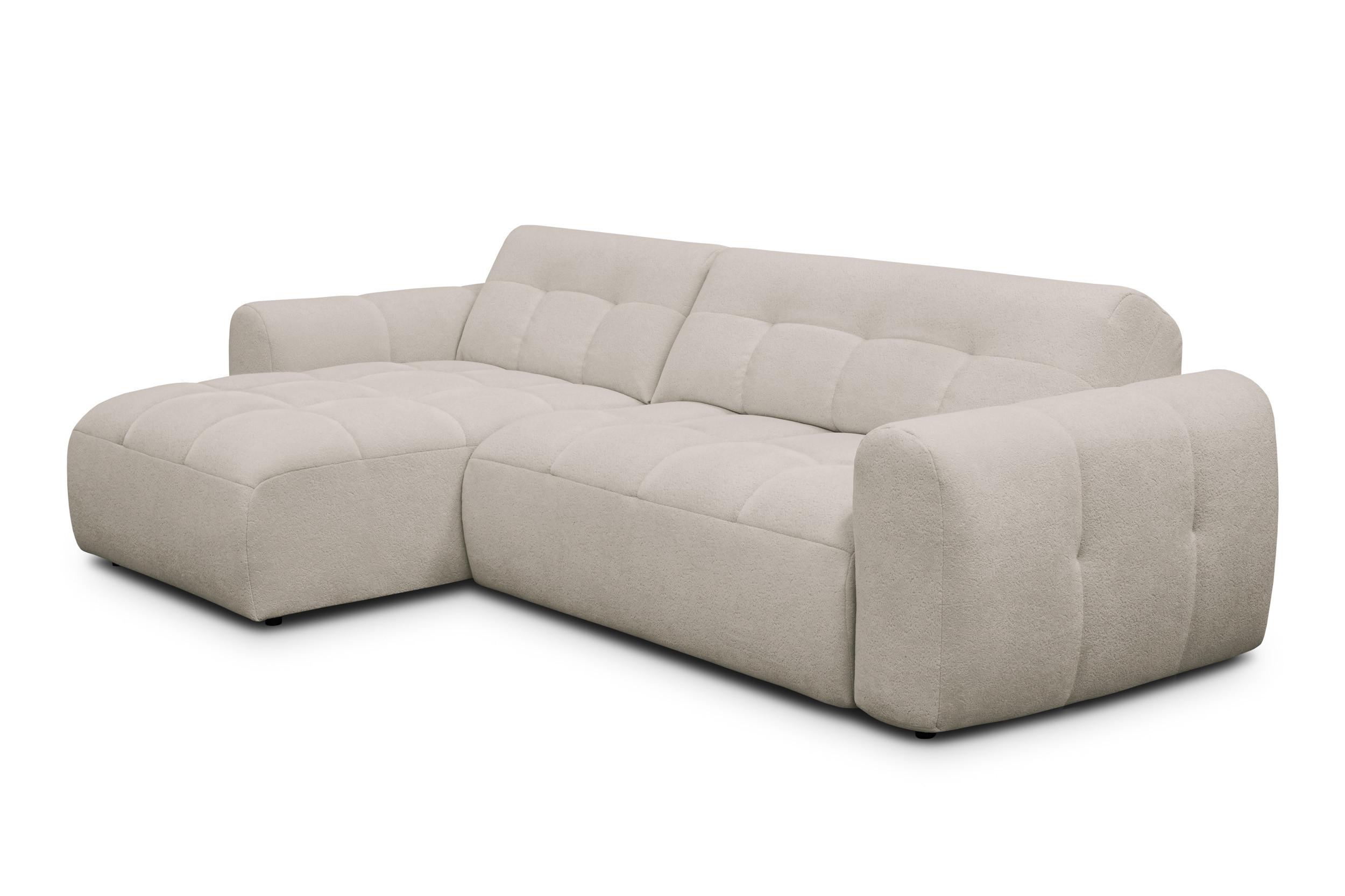 ECKSOFA LUMERO 4-Sitzer LINKS, creme - Ecru/Schwarz, Holz/Textil (275/166cm) - Courtois Laville
