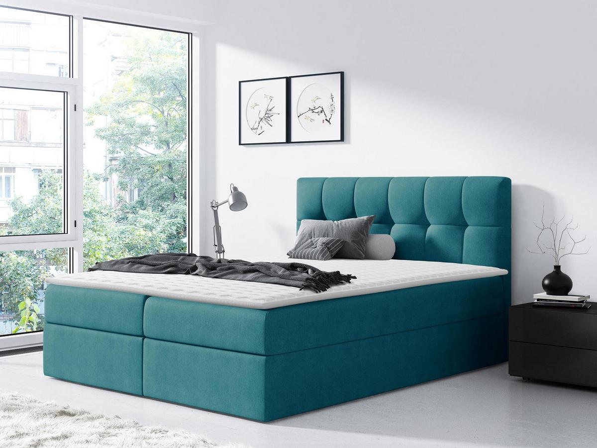 BOXBETT Rico - H3 - Blau, Holz/Textil (140/200cm) - MIRJAN24