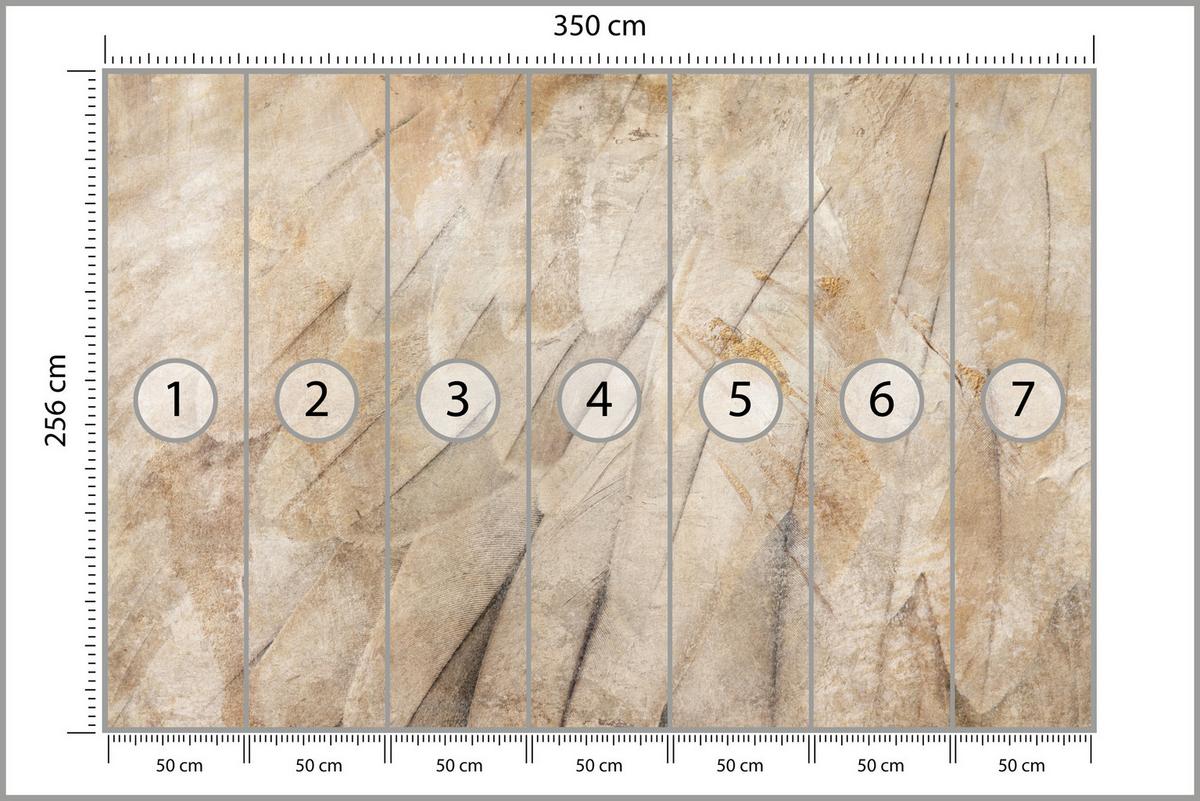 FOTOTAPETE Vogelflügel Beton Retro Stil 350x256 - Beige/Braun, Papier (350/256cm) - Muralo