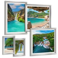 BILDER SET 5er Set - 50x50 cm & 20x30 cm & 40x60 cm Silberner Rahmen - Eiffels Straßenarchitektur - Silberfarben, Kunststoff (40/60cm) - TULUP