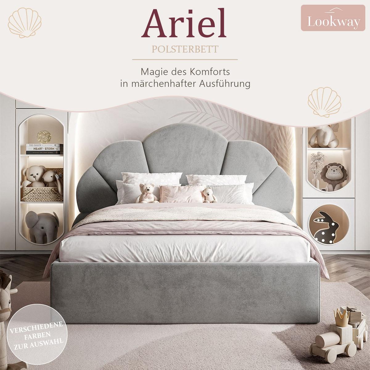 POLSTERBETT ARIEL mit Bettkasten 120x200 cm Element 04 - Grau, Textil (120/200cm) - Lookway