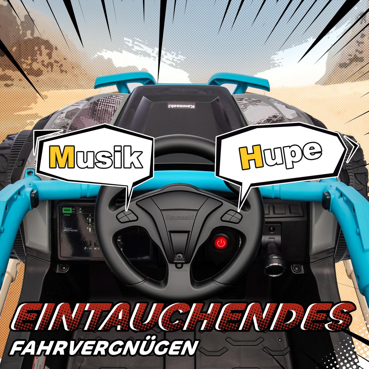 KINDER-ELEKTROAUTO 12V mit 2 Motoren Fernbedienung und LED-Leuchten - Blau, Kunststoff (100/64/56cm) - AIYAPLAY