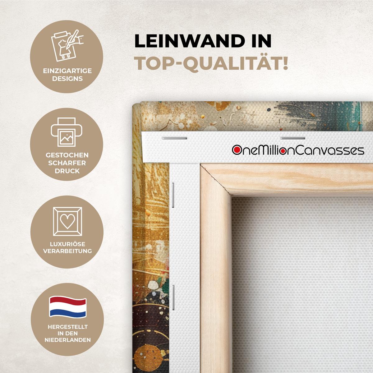 LEINWANDBILD Abstrakt - Kunst - Gold - Modern Deko Wohnzimmer 20x20 cm - Multicolor, Textil (20/20cm) - MuchoWow