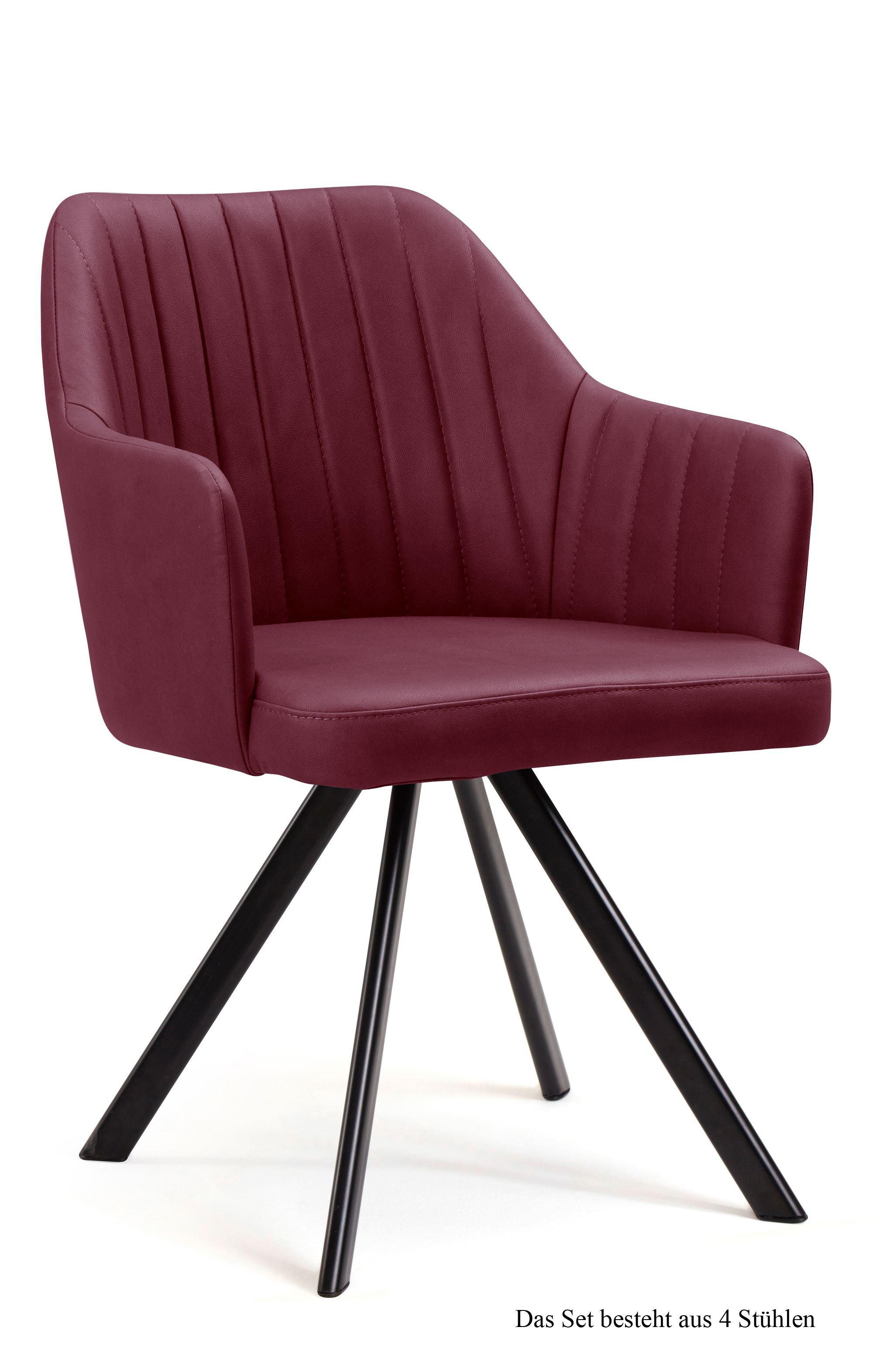 ARMLEHNSTUHL (4er-Set) Delia 58x81x60 Schwarz/Marsala - Brombeere/Schwarz, Kunststoff (60/81/58cm) - 58aufmkessel