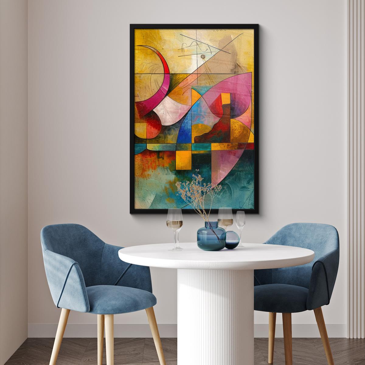 POSTER MIT RAHMENGERAHMTES BILD Kunst - Abstrakt - Modern 60x90 cm - Gelb, Papier (60/90cm) - MuchoWow