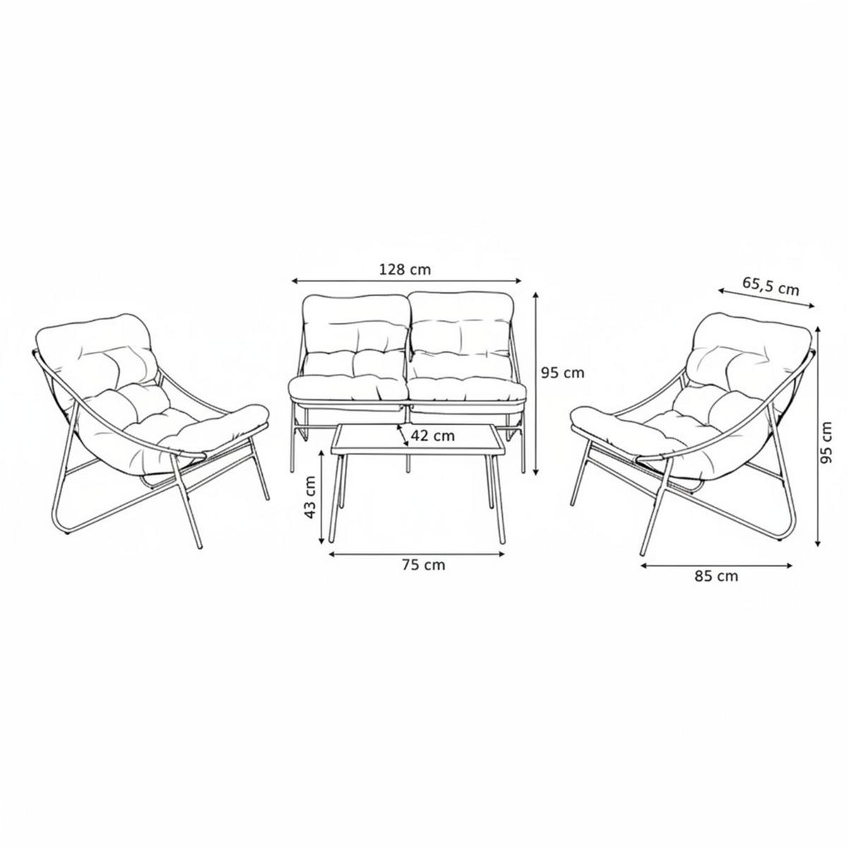 GARTENLOUNGE-SET VIBE 4-teilig mit Sofa, Sesseln und Tisch - Grau, Holzwerkstoff - RAUMHIRSCH FURNITURE